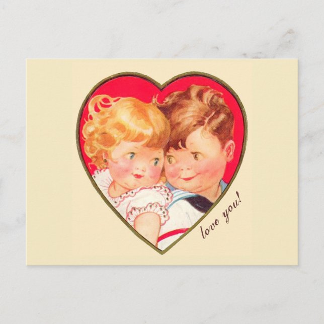 Vintage Sweethearts Valentine Holiday Postcard (Front)