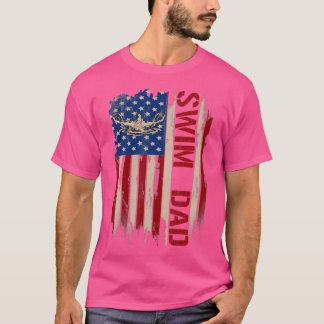 Vintage Swim Dad American Usa Flag Swimerswimming T-Shirt