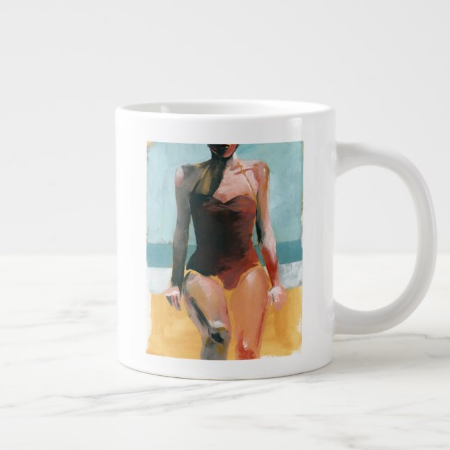 Vintage Swim - Red Swimsuit Large Coffee Mug (Right)