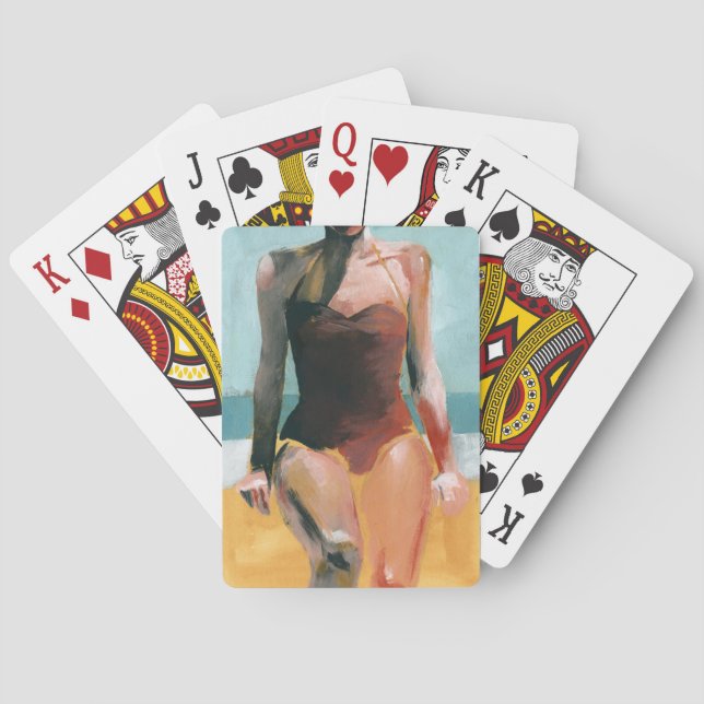 Vintage Swim - Red Swimsuit Playing Cards (Back)