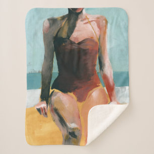 Vintage Swim - Red Swimsuit Sherpa Blanket