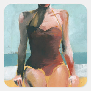 Vintage Swim - Red Swimsuit Square Sticker