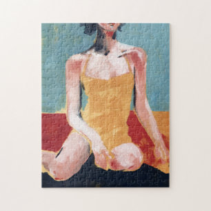 Vintage Swim - Yellow Swimsuit Jigsaw Puzzle