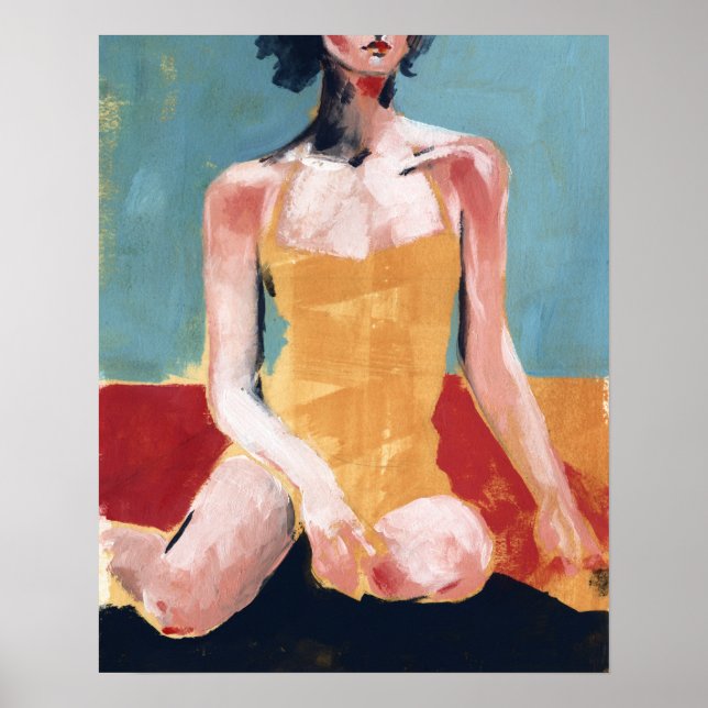 Vintage Swim - Yellow Swimsuit Poster (Front)