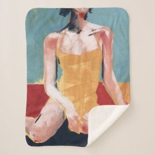 Vintage Swim - Yellow Swimsuit Sherpa Blanket