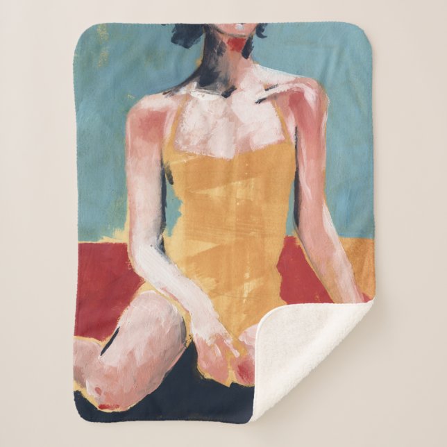 Vintage Swim - Yellow Swimsuit Sherpa Blanket (Front)