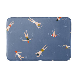 Vintage Swimmers Pattern Bath Mat