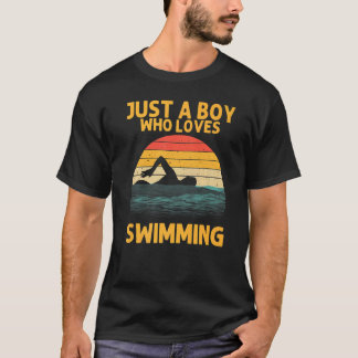 Vintage Swimming For Boys Kids Men Swimmer Swim T-Shirt