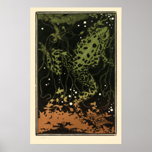 Vintage Swimming Frog by Julie de Graag Poster
