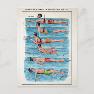 Vintage Swimming Guide Postcard