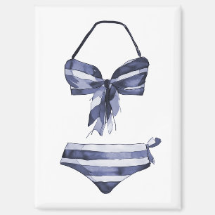 Vintage Swimsuit Navy Striped Bikini Magnet