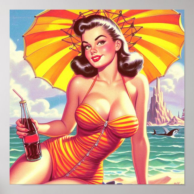 Vintage Swimsuit Pin-up Poster (Front)