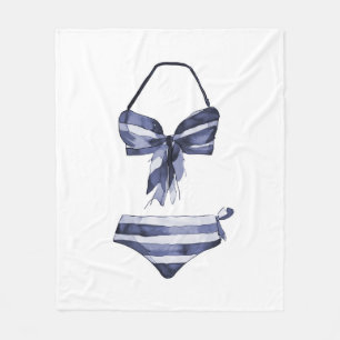Vintage Swimsuit Striped Bikini Blanket