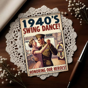 Vintage Swing Dance Salute to Military Service Postcard