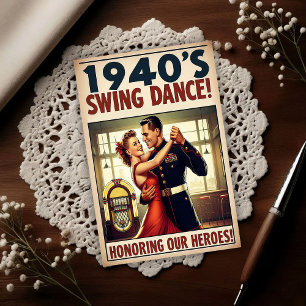 Vintage Swing Dance Salute to Military Service Postcard