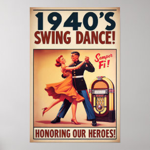 Vintage Swing Dance Salute to Military Service  Poster