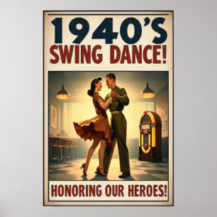 Vintage Swing Dance Salute to Military Service Poster