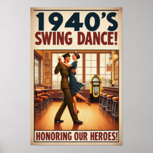 Vintage Swing Dance Salute to Military Service Poster