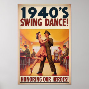 Vintage Swing Dance Salute to Military Service Poster