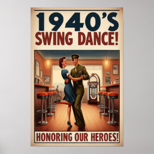 Vintage Swing Dance Salute to Military Service Poster