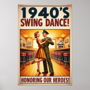 Vintage Swing Dance Salute to Military Service Poster