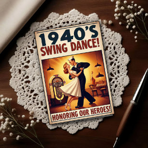Vintage Swing Dance Salute to Service Postcard