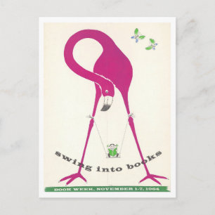 Vintage "Swing Into Books" Book Week Poster Postcard