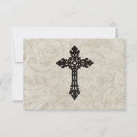 Vintage Swirl Catholic Cross RSVP