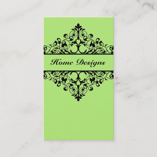 Vintage Swirl Lime Green Business Card (Front)
