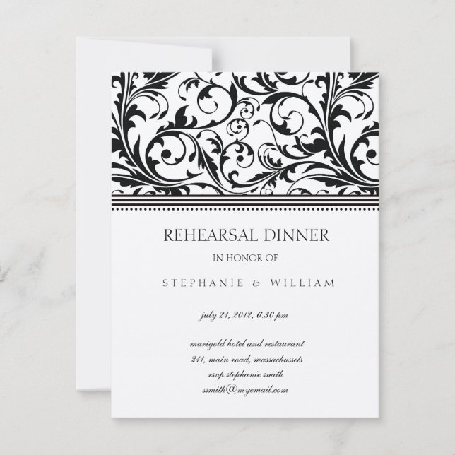 Vintage Swirl Rehearsal Dinner Card (Front)