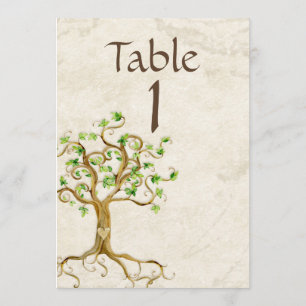 Vintage Swirl Tree Root Tan Parchment Table Number