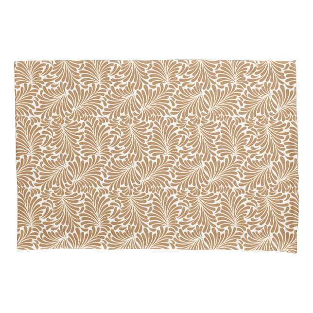 Vintage Swirling Leaf Patterns on White Back Pillowcase (Front-Left)