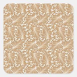 Vintage Swirling Leaf Patterns on White Back Square Sticker