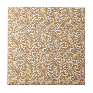 Vintage Swirling Leaf Patterns on White Back Tile