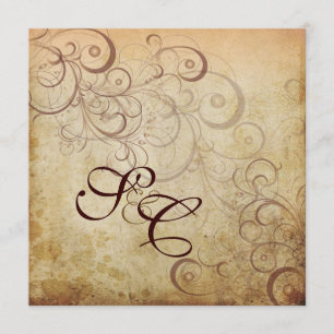 Vintage swirls/faux parchment Wedding Invitations