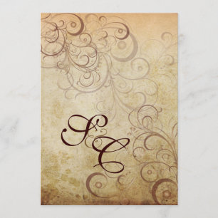 Vintage swirls/faux parchment Wedding Invitations