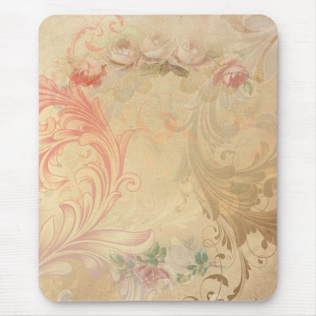 Vintage Swirls Floral Mousepad (Front)