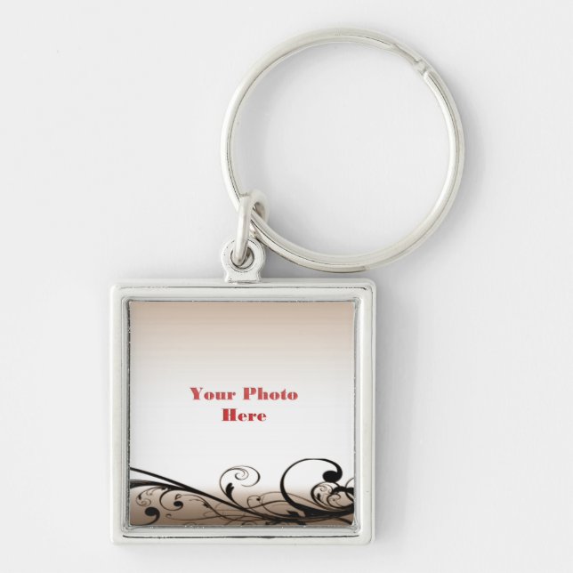 Vintage Swirls Photo Frame Key Ring (Front)