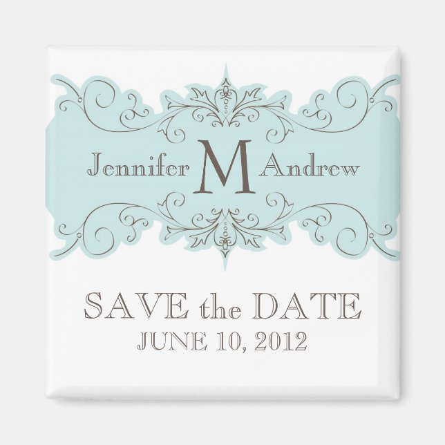 Vintage Swirls Vintage Save the Date Magnets (Front)