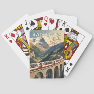 Vintage Swiss Alps Switzerland Travel Train Playing Cards