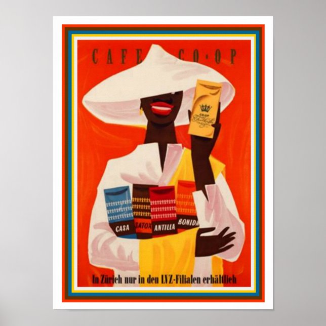 Vintage Swiss Coffee Ad Poster 12 x16 (Front)