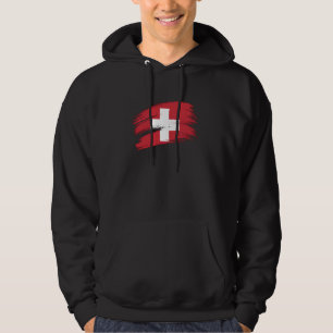 Vintage Swiss Flag Distressed Grunge Design Hoodie
