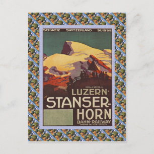 Vintage Swiss Railway Luzern Stanzerhorn Postcard