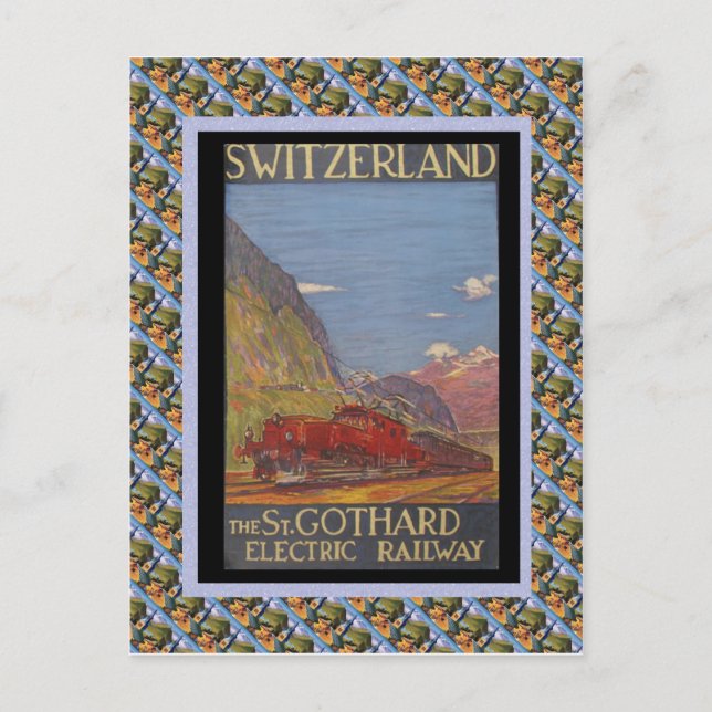 Vintage Swiss Railway St Gotthard electric Postcard (Front)