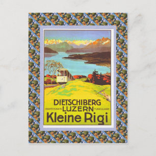 Vintage Swiss Raulway Poster, Dietschiberg, Luzern Postcard