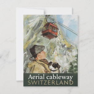 Vintage Switzerland Aerial Cableway Travel Postcard