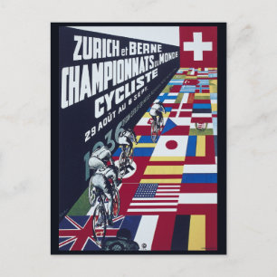 Vintage Switzerland Cycling Zurich Bern Travel Postcard