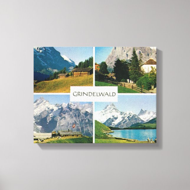 Vintage Switzerland, Grindelwald, Jungfrau Canvas Print (Front)