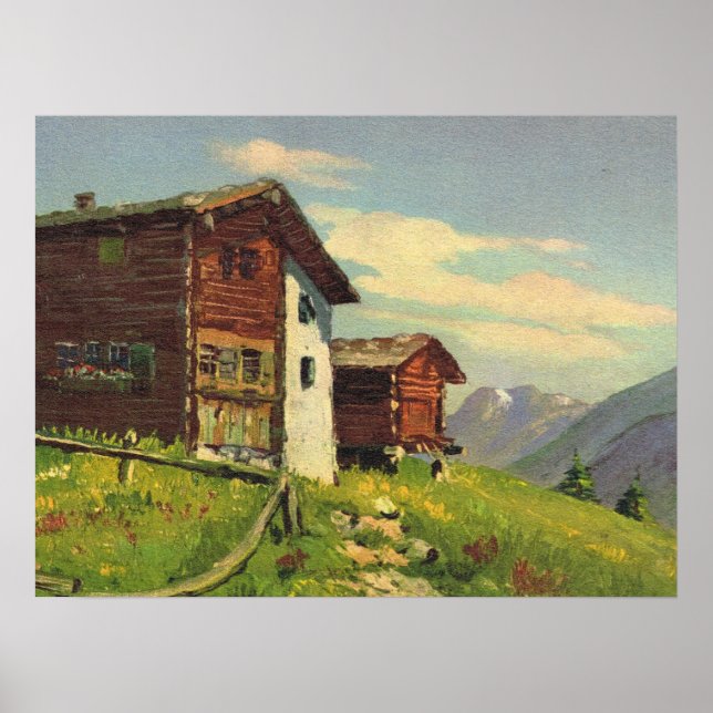 Vintage Switzerland, Hochweg, Saas Fee Poster (Front)