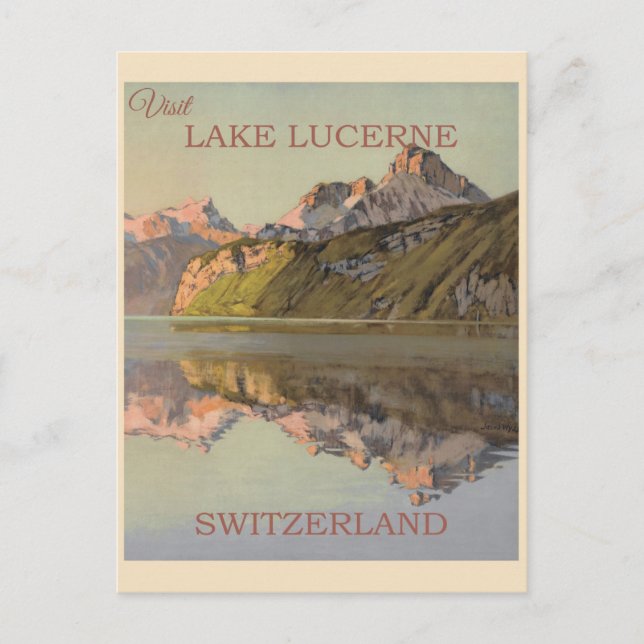 Vintage Switzerland Lake Lucerne Swiss Travel Postcard (Front)